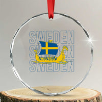 Swedish Viking Ship Sverige Sweden Flag Boat Viking Crystal Glass Ornament