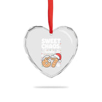 Sweet Chaos Thanks to 67 Heart Crystal Glass Ornament Funny Christmas Cookie Meme with Sprinkles - Wonder Print Shop