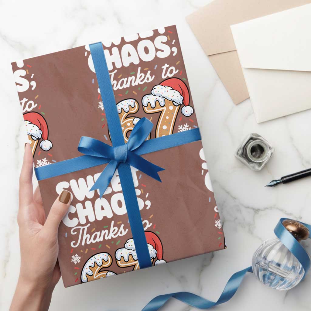Sweet Chaos Thanks to 67 Wrapping Paper Roll Funny Christmas Cookie Meme with Sprinkles - Wonder Print Shop