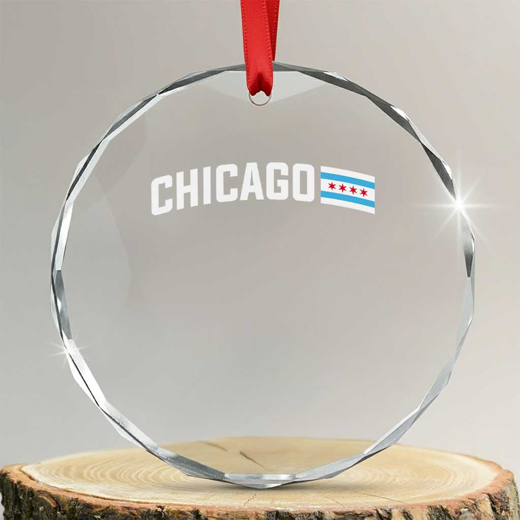 Sweet Chicago Flag Red Six Pointed Stars Crystal Glass Ornament