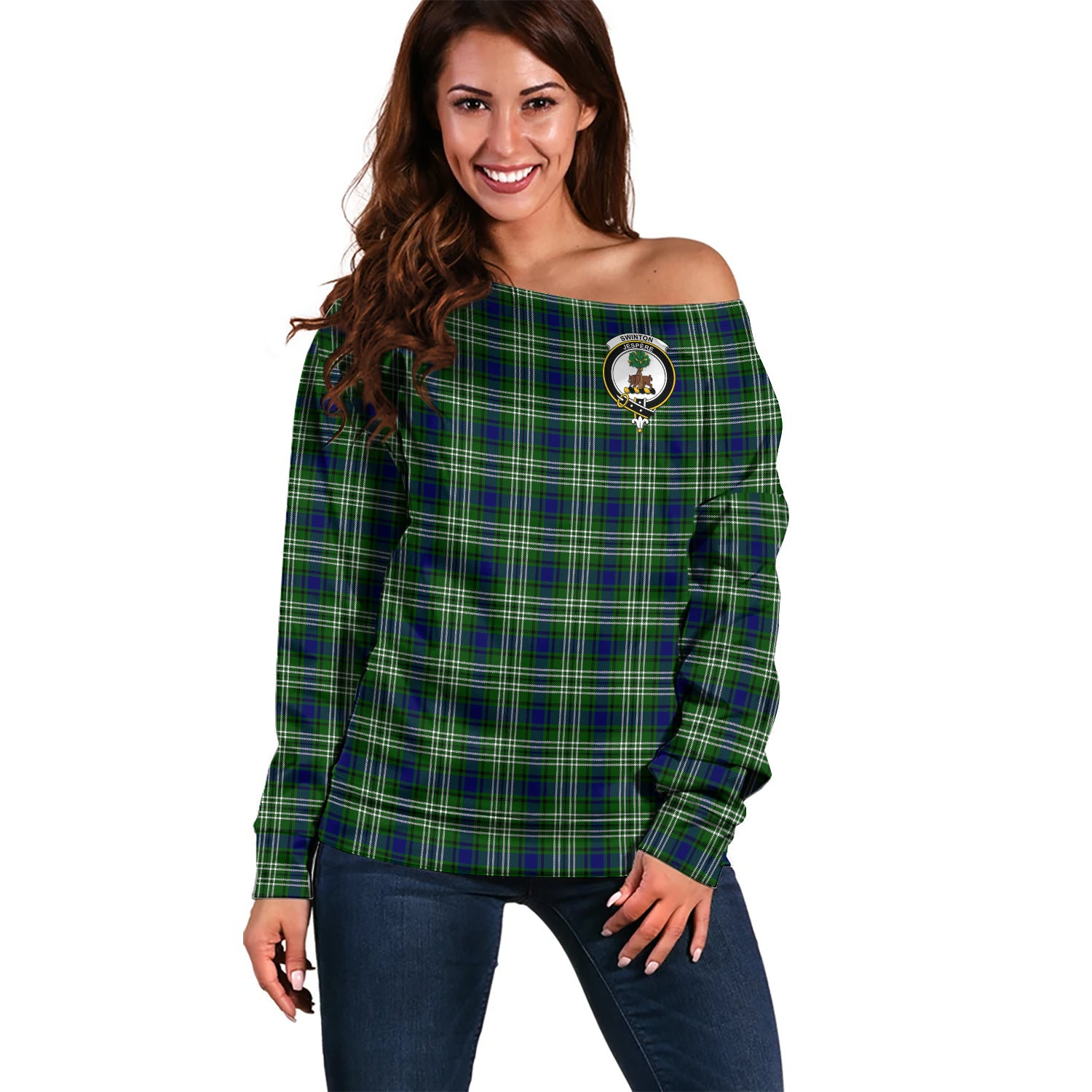swinton-clan-tartan-off-shoulder-sweater-family-crest-sweater-for-women