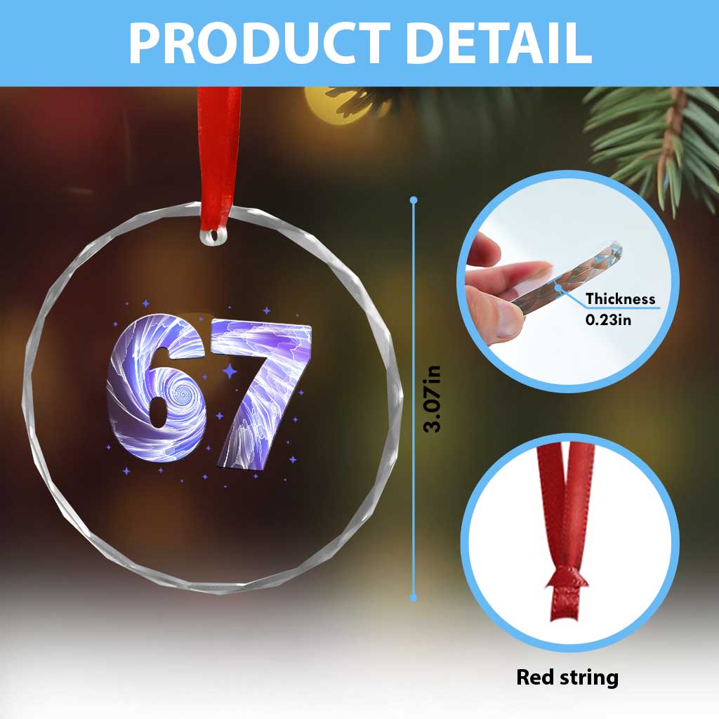 Swirl Effect Printed Six Seven Meme Crystal Glass Ornament Gen Z Alpha Gift