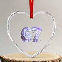 Swirl Effect Printed Six Seven Meme Heart Crystal Glass Ornament Gen Z Alpha Gift