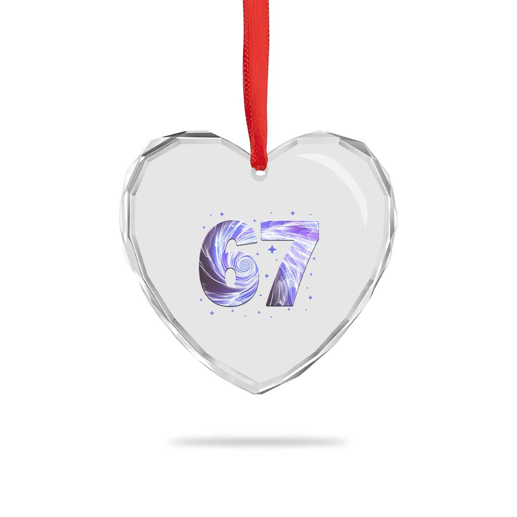 Swirl Effect Printed Six Seven Meme Heart Crystal Glass Ornament Gen Z Alpha Gift