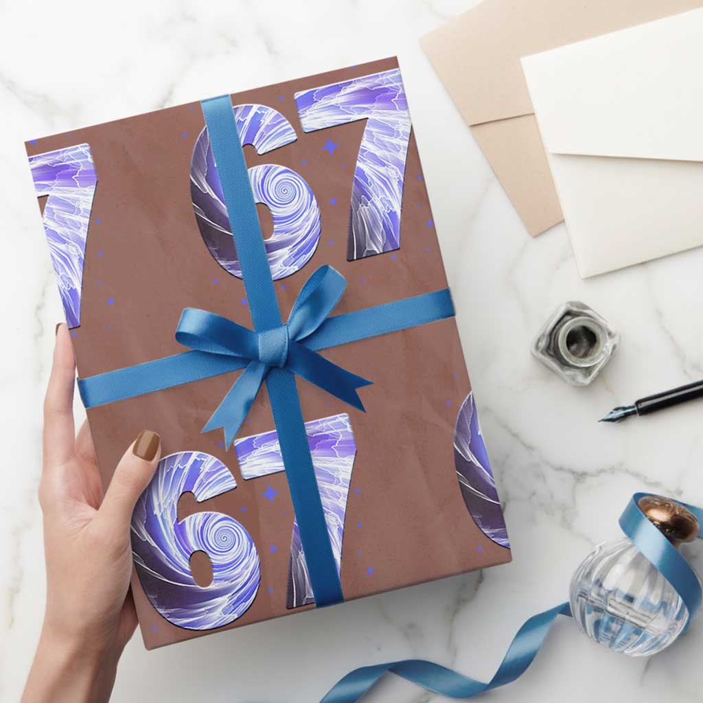 Swirl Effect Printed Six Seven Meme Wrapping Paper Roll Gen Z Alpha Gift
