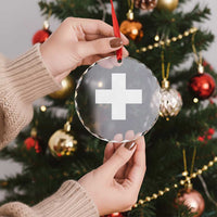 Swiss Vintage Cross Flag Switzerland Crystal Glass Ornament