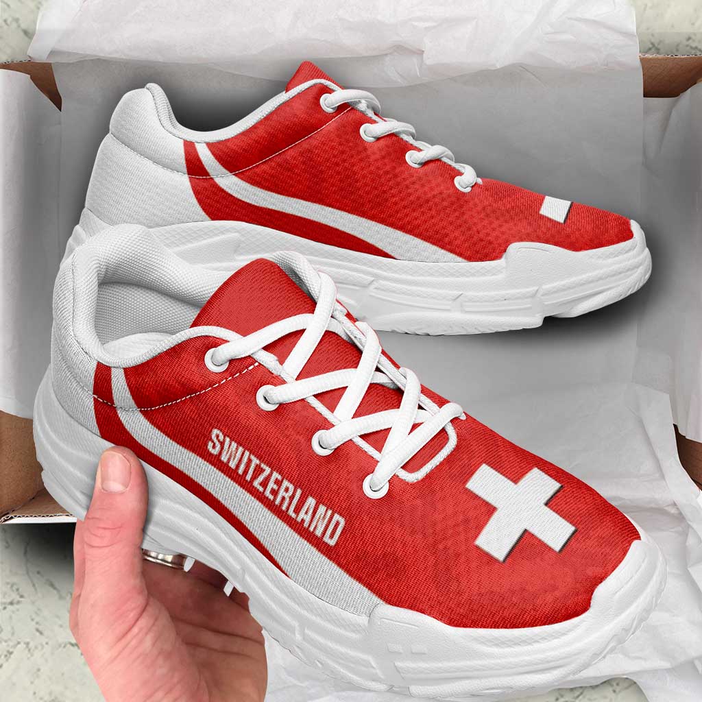 Switzerland 2026 Football Chunky Sneakers Go Nati Grunge Curve Stylized - Wonder Print Shop