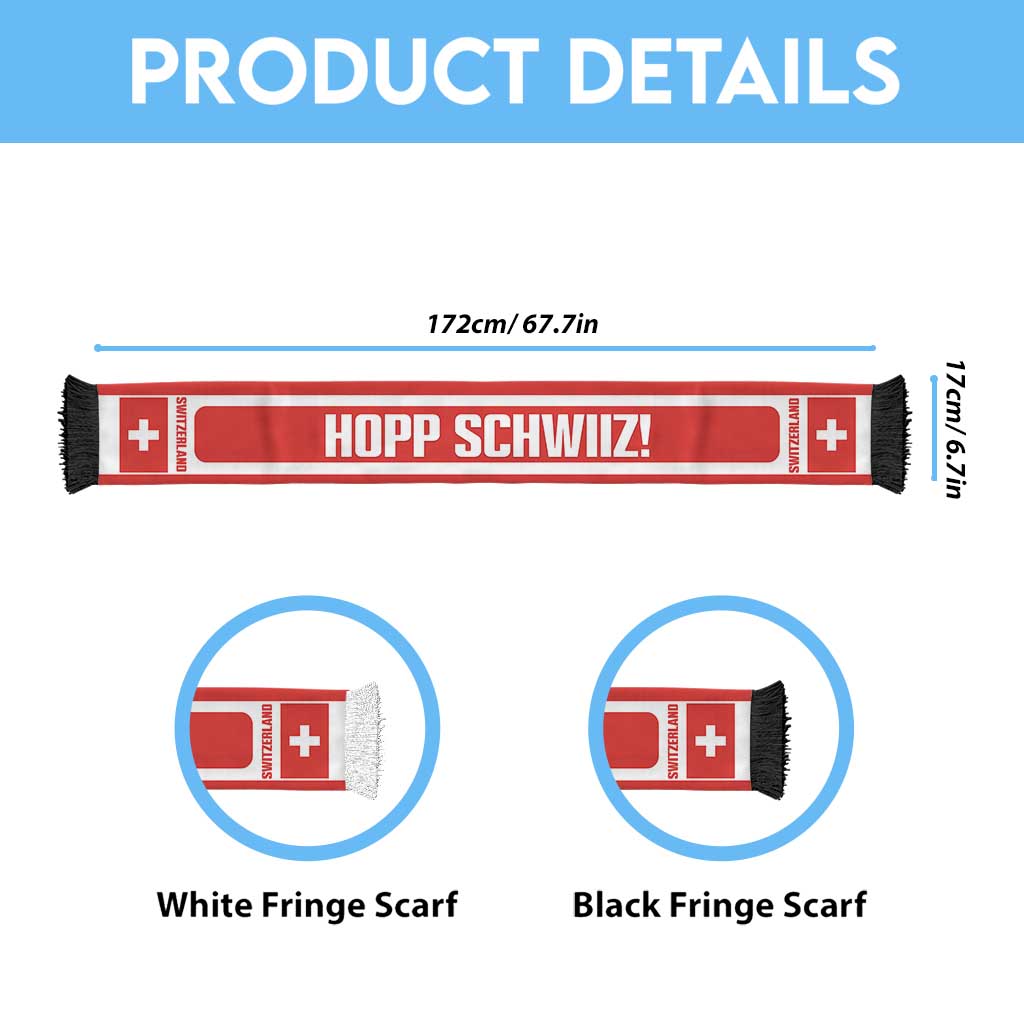 Switzerland 2026 Football Personalised Soccer Scarf Hopp Schwiiz