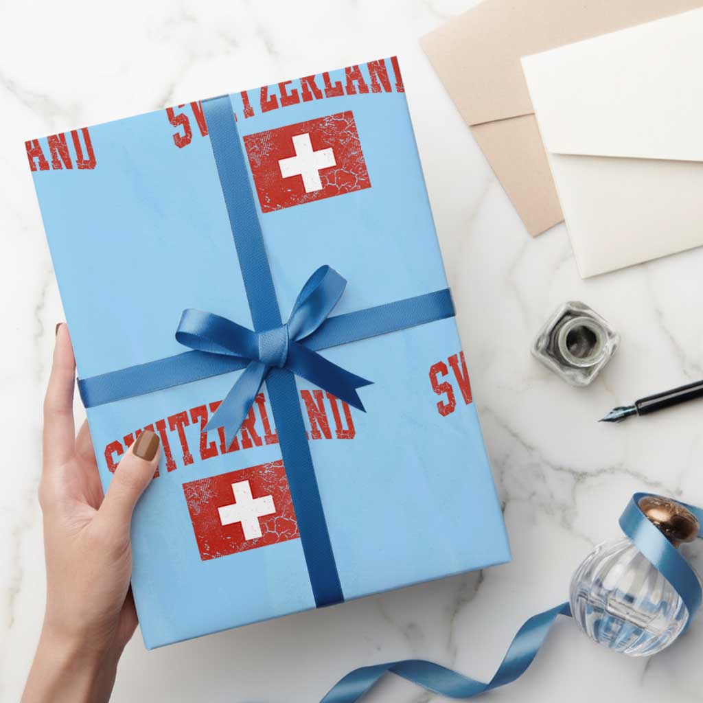 Switzerland Fan Wrapping Paper Roll Vintage Retro Swiss Cross Flag