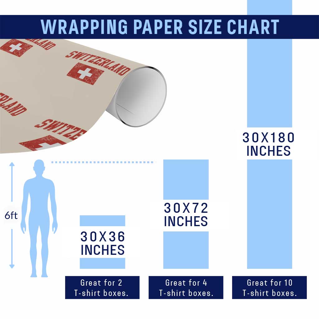 Switzerland Fan Wrapping Paper Roll Vintage Retro Swiss Cross Flag