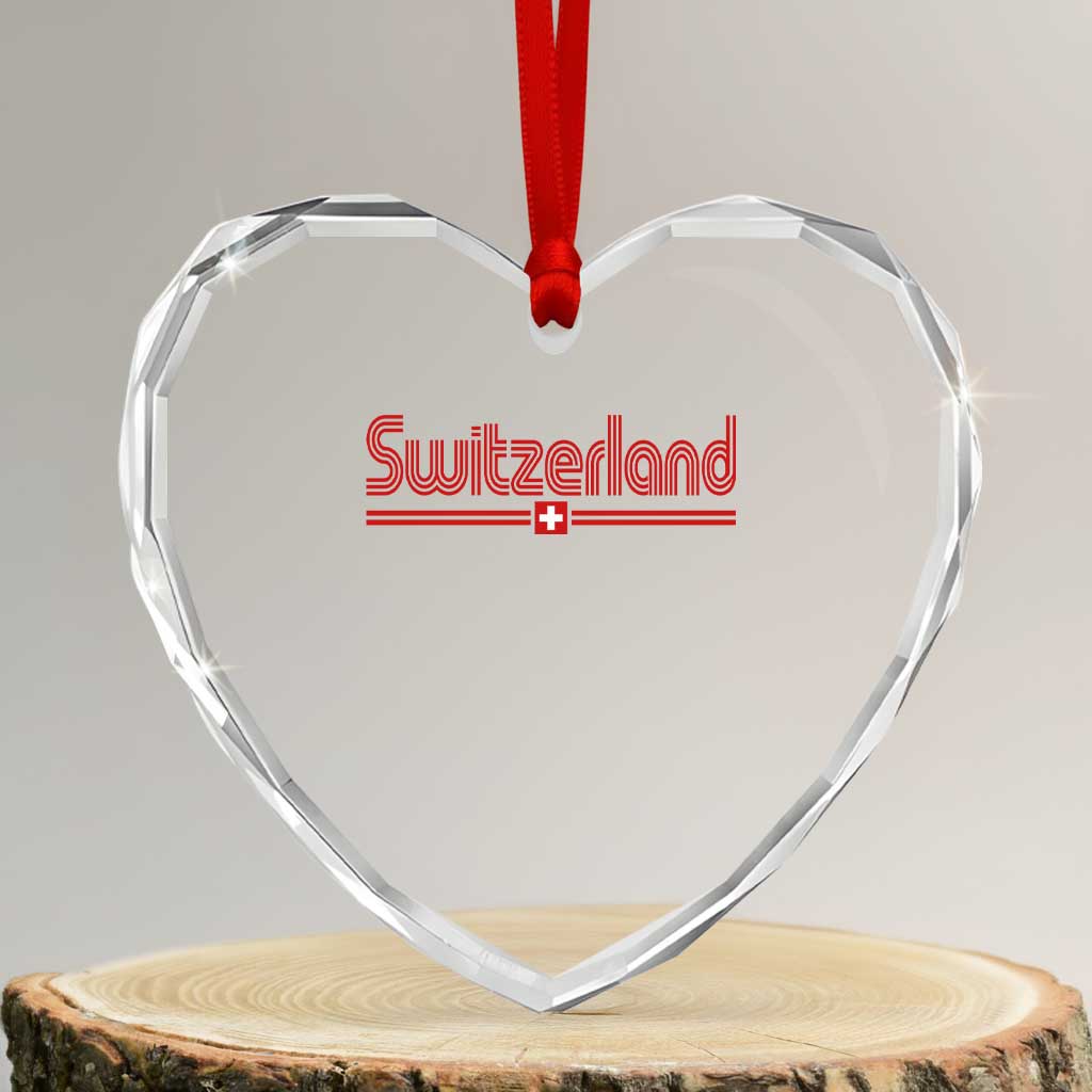 Switzerland Fan Retro Vintage Flag Heart Crystal Glass Ornament