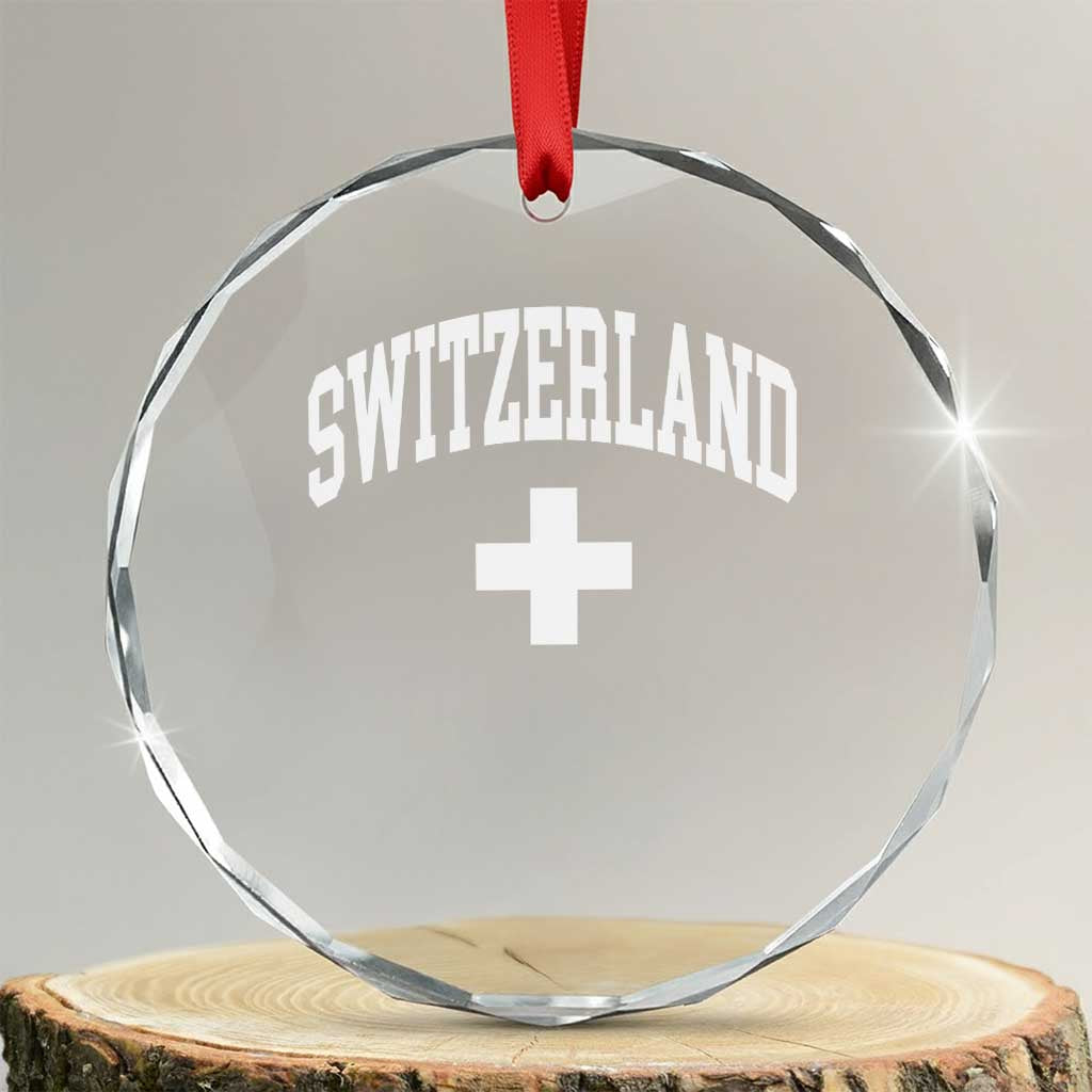 Switzerland Flag Vintage Crystal Glass Ornament Swiss Retro Vintage
