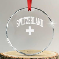 Switzerland Flag Vintage Crystal Glass Ornament Swiss Retro Vintage