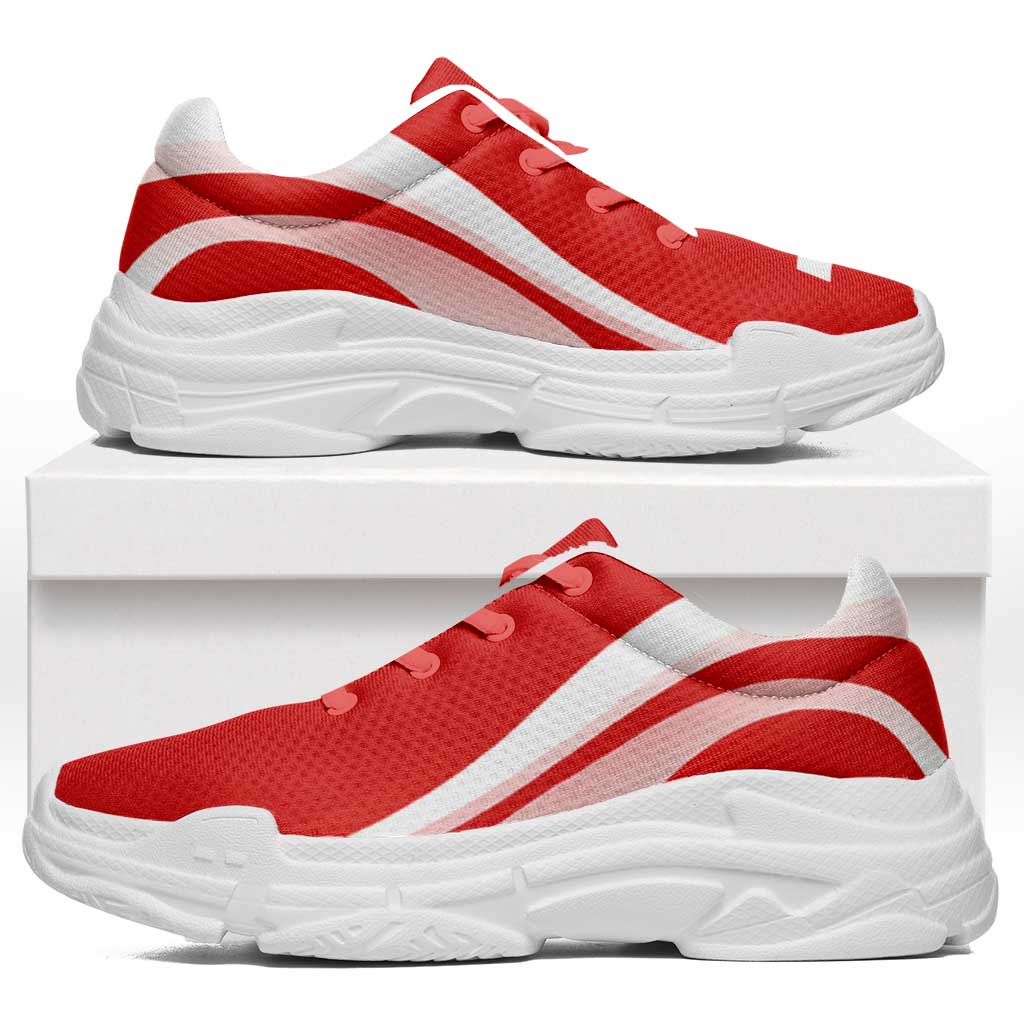 Switzerland Football Chunky Sneakers Flag-Inspired Curve Style