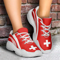Switzerland Football Chunky Sneakers Flag-Inspired Curve Style