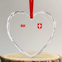 Switzerland Heart Crystal Glass Ornament Vintage Retro Swiss Flag