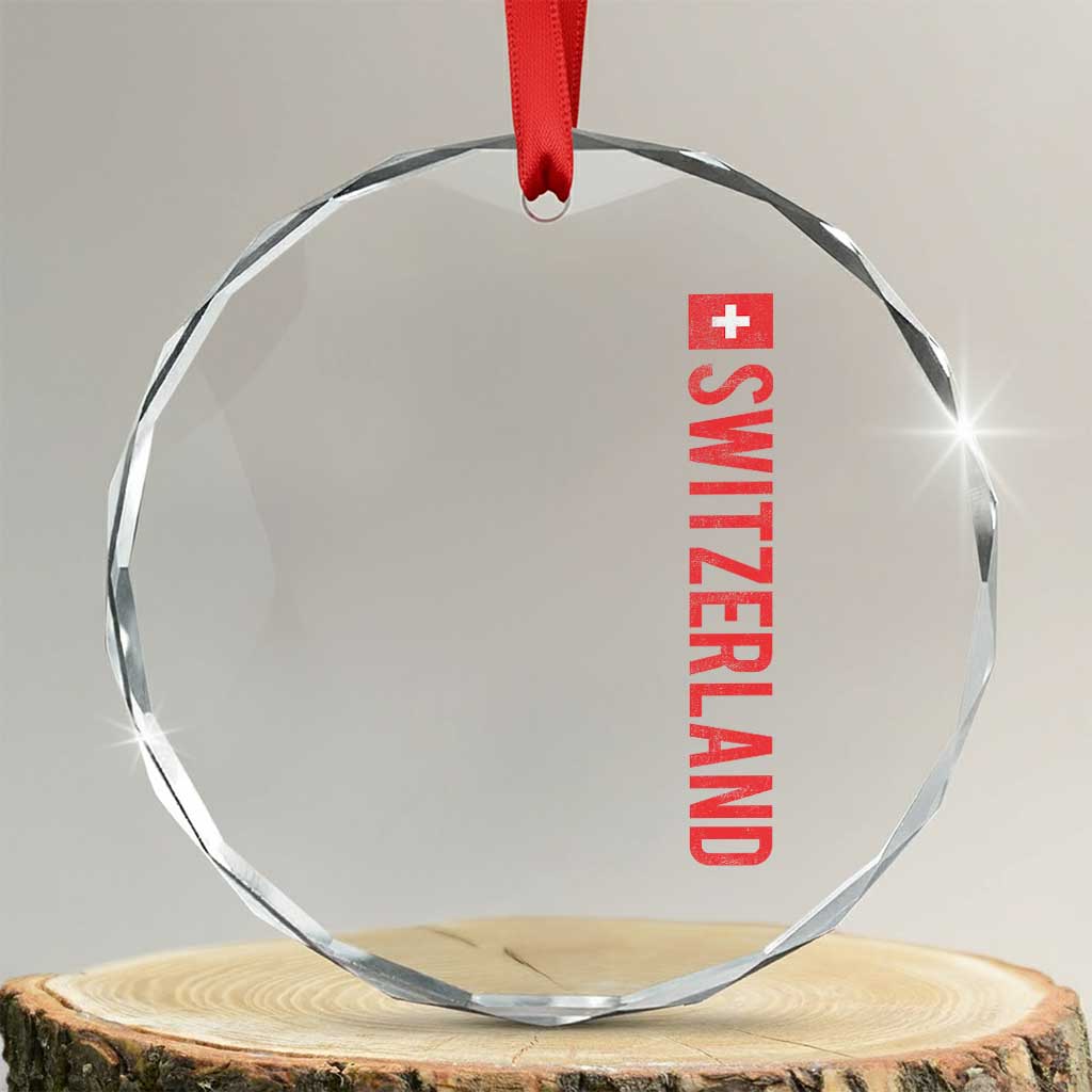 Switzerland Heritage Vintage Swiss Flag Schweiz Crystal Glass Ornament