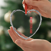 Switzerland Heritage Vintage Swiss Flag Schweiz Heart Crystal Glass Ornament