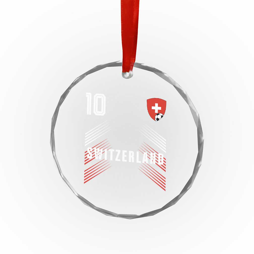 Switzerland Soccer Sports Graphic Number 10 Jersey Style Crystal Glass Ornament Proud Swiss Football Fans Game Day Pride