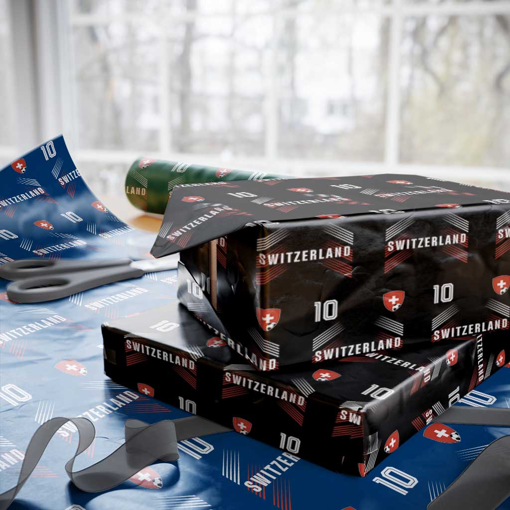Switzerland Soccer Sports Graphic Number 10 Jersey Style Wrapping Paper Roll Proud Swiss Football Fans Game Day Pride