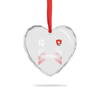 Switzerland Soccer Sports Graphic Number 10 Jersey Style Heart Crystal Glass Ornament Proud Swiss Football Fans Game Day Pride