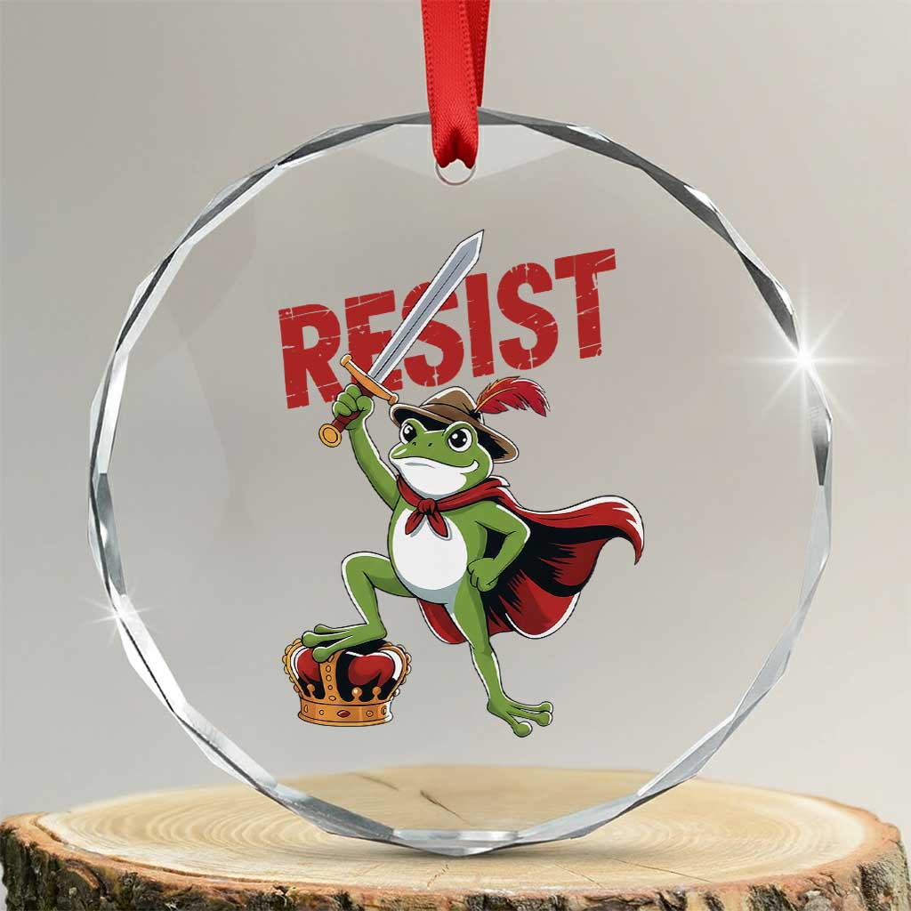 Sword Wielding Frog Resistance Crystal Glass Ornament Resist Protest No Kings - Wonder Print Shop