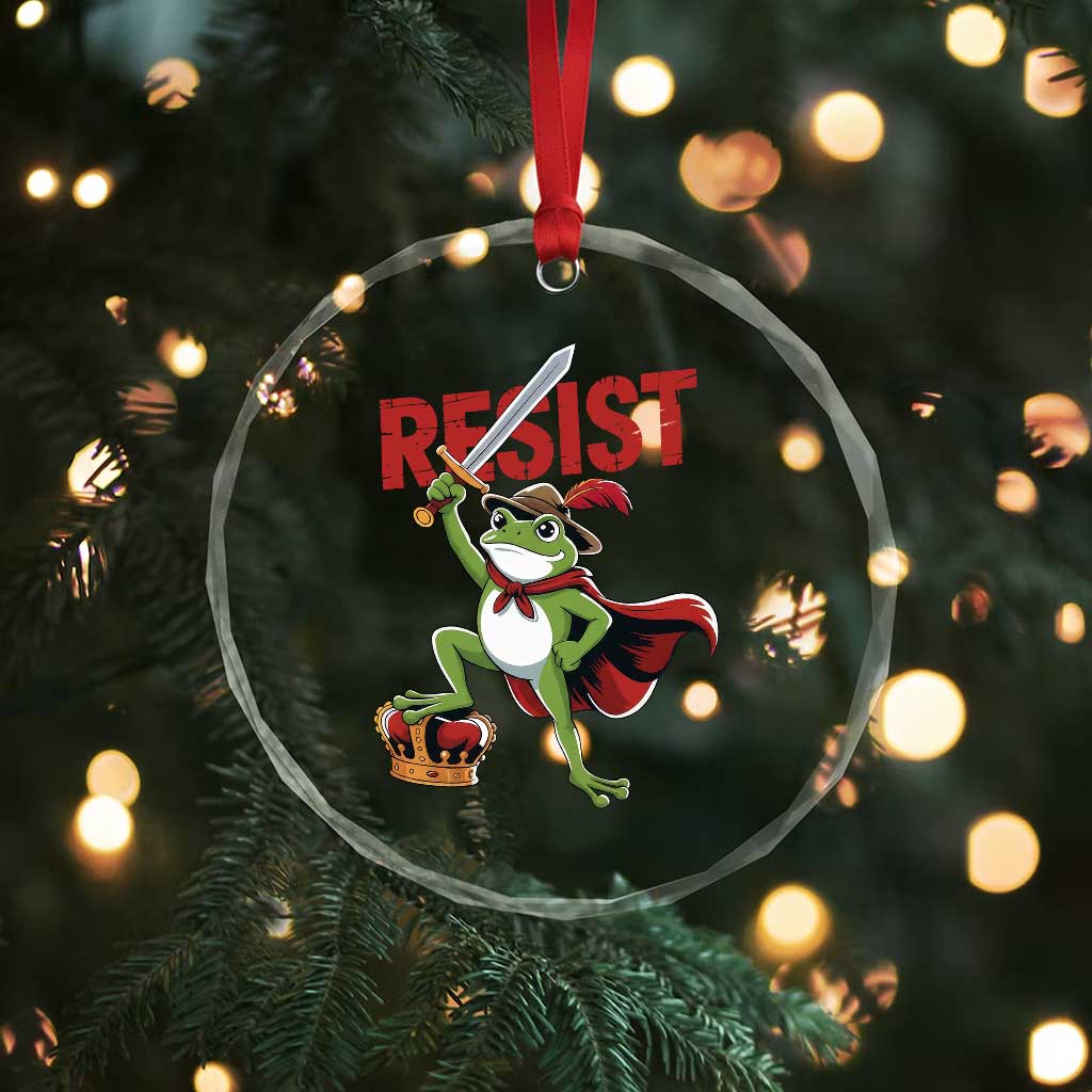 Sword Wielding Frog Resistance Crystal Glass Ornament Resist Protest No Kings - Wonder Print Shop
