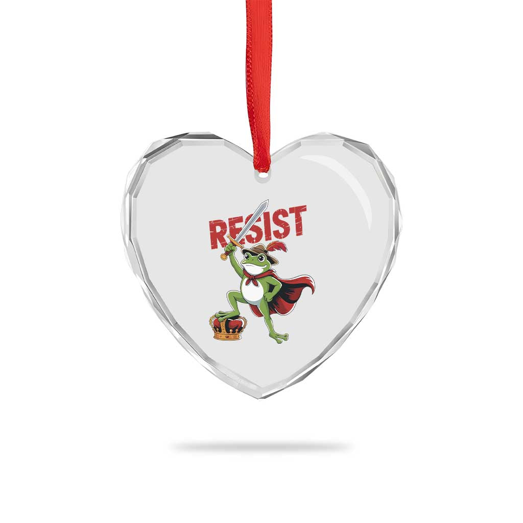 Sword Wielding Frog Resistance Heart Crystal Glass Ornament Resist Protest No Kings - Wonder Print Shop