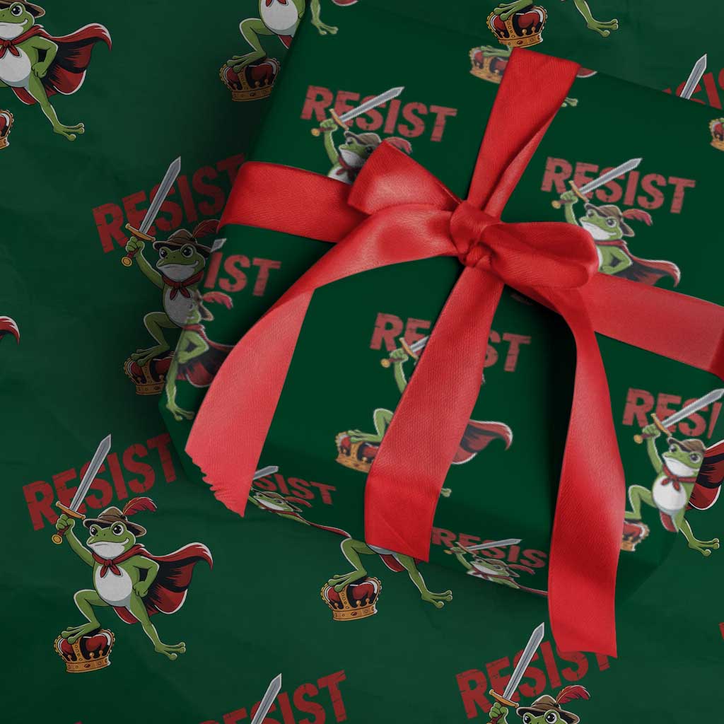 Sword Wielding Frog Resistance Wrapping Paper Roll Resist Protest No Kings - Wonder Print Shop