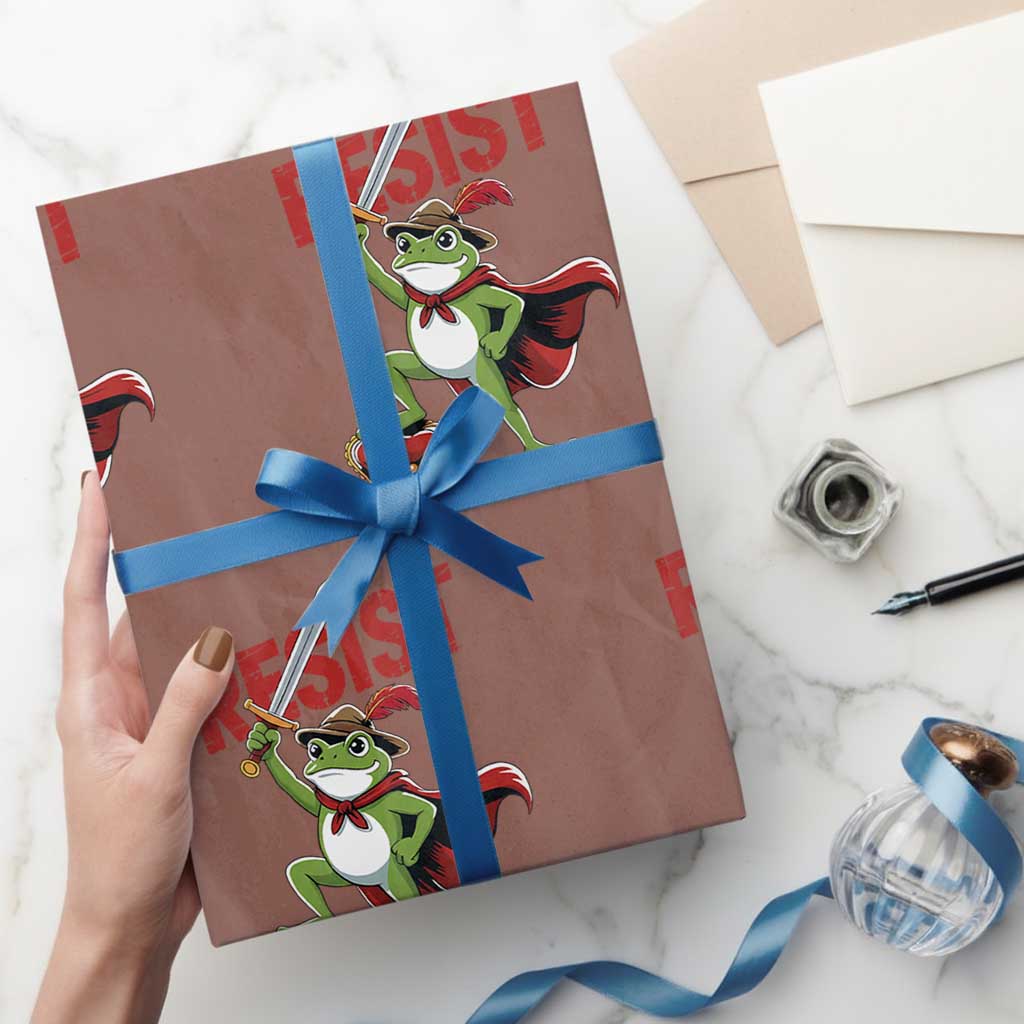 Sword Wielding Frog Resistance Wrapping Paper Roll Resist Protest No Kings - Wonder Print Shop