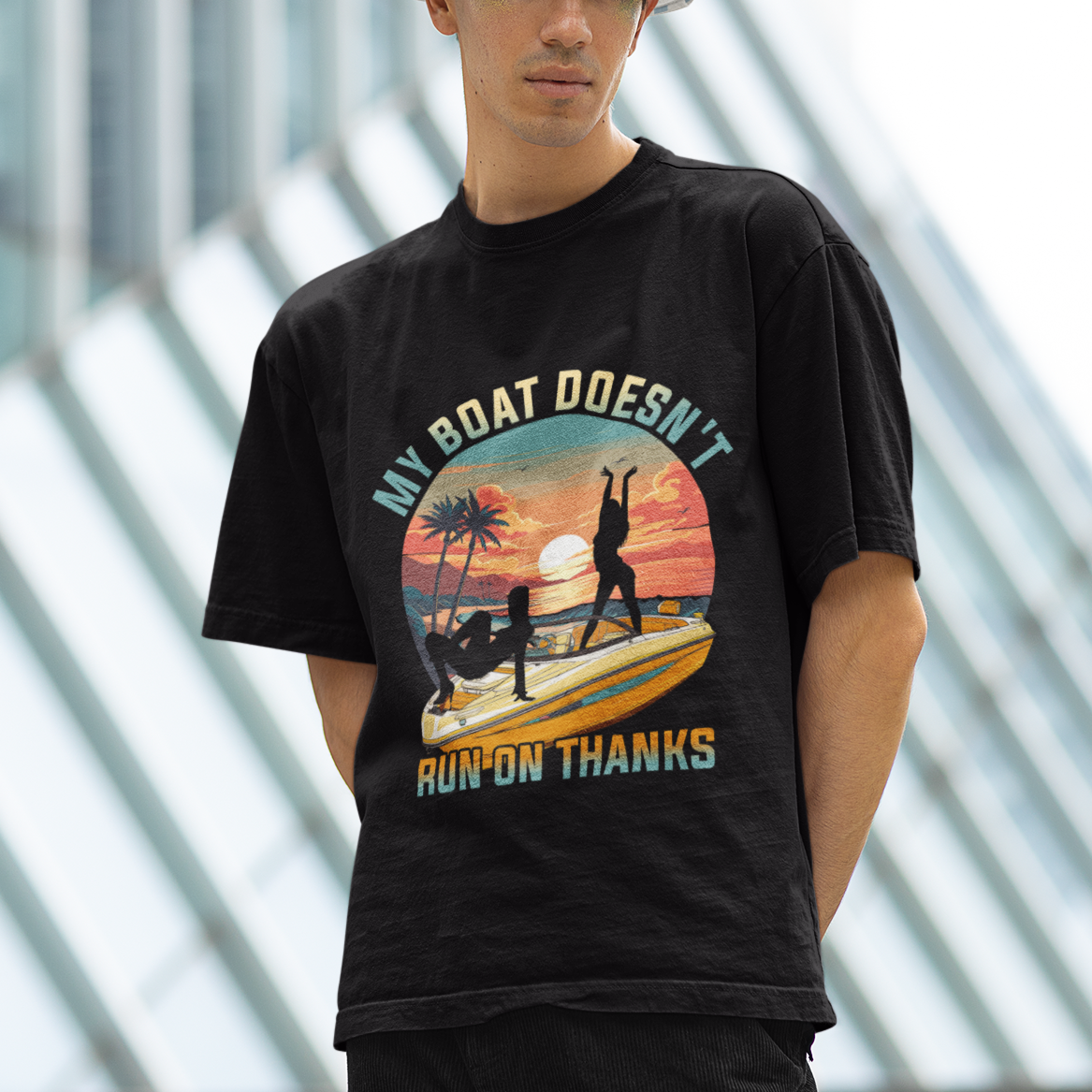 Funny Boat Owner T Shirt My Boat Doesn't Run On Thanks Pontoon - Wonder Print Shop