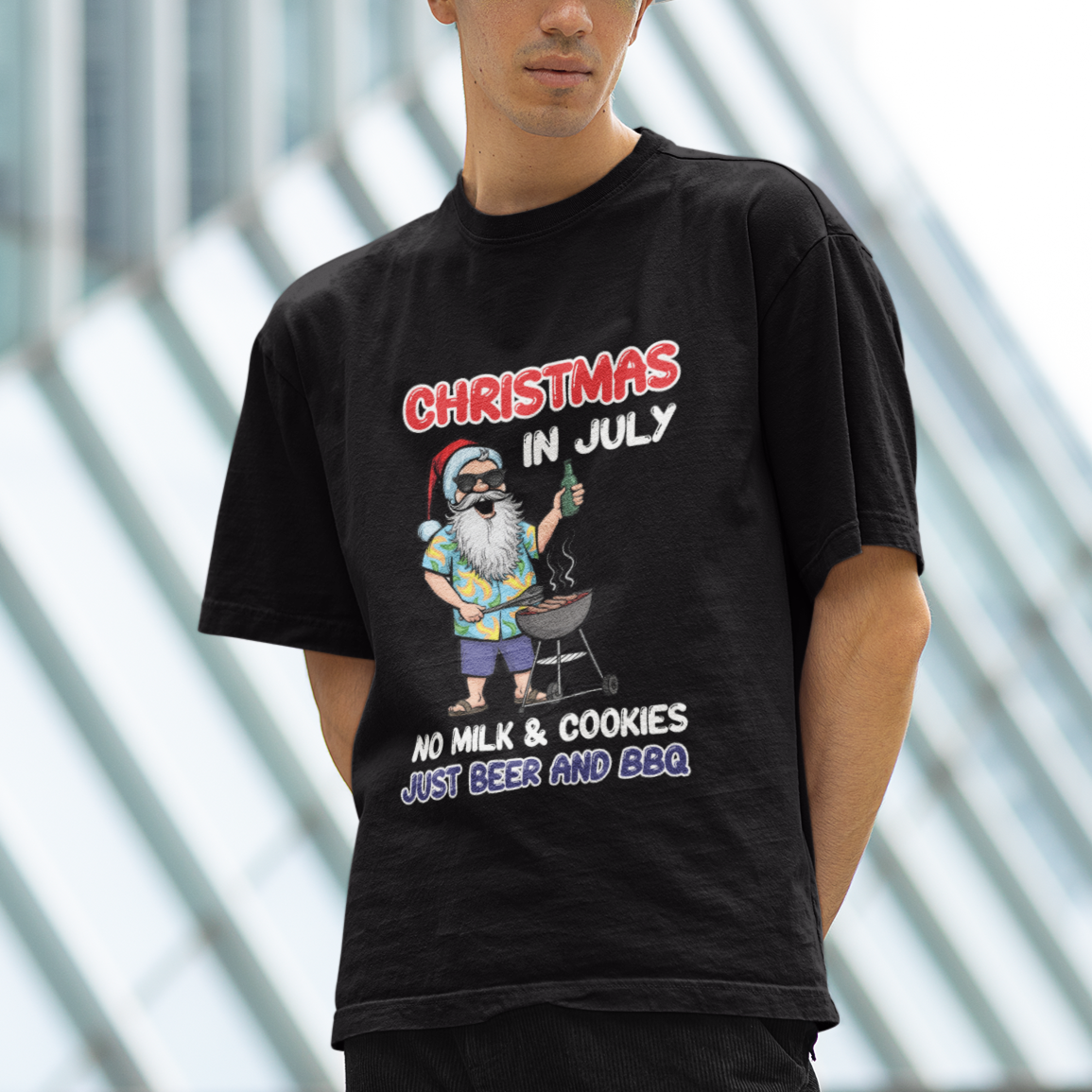 Christmas in July T Shirt Christmas Christmas In July No Milk And Cookies Just Beer And BBQ - Wonder Print Shop
