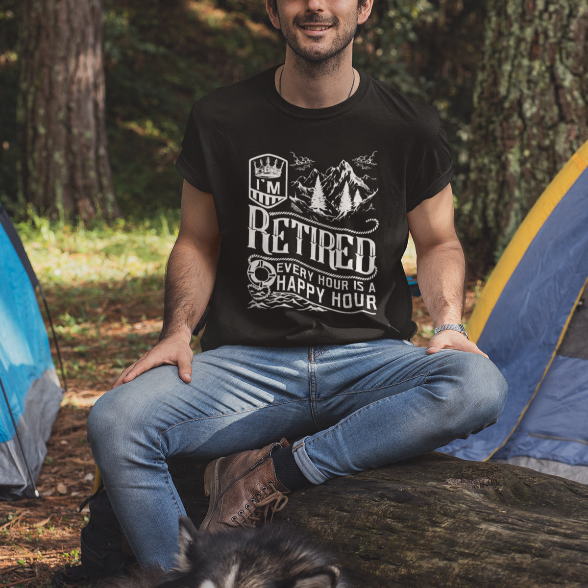 Retirement T Shirt I'm Retired Every Hour Is A Happy Hour - Wonder Print Shop