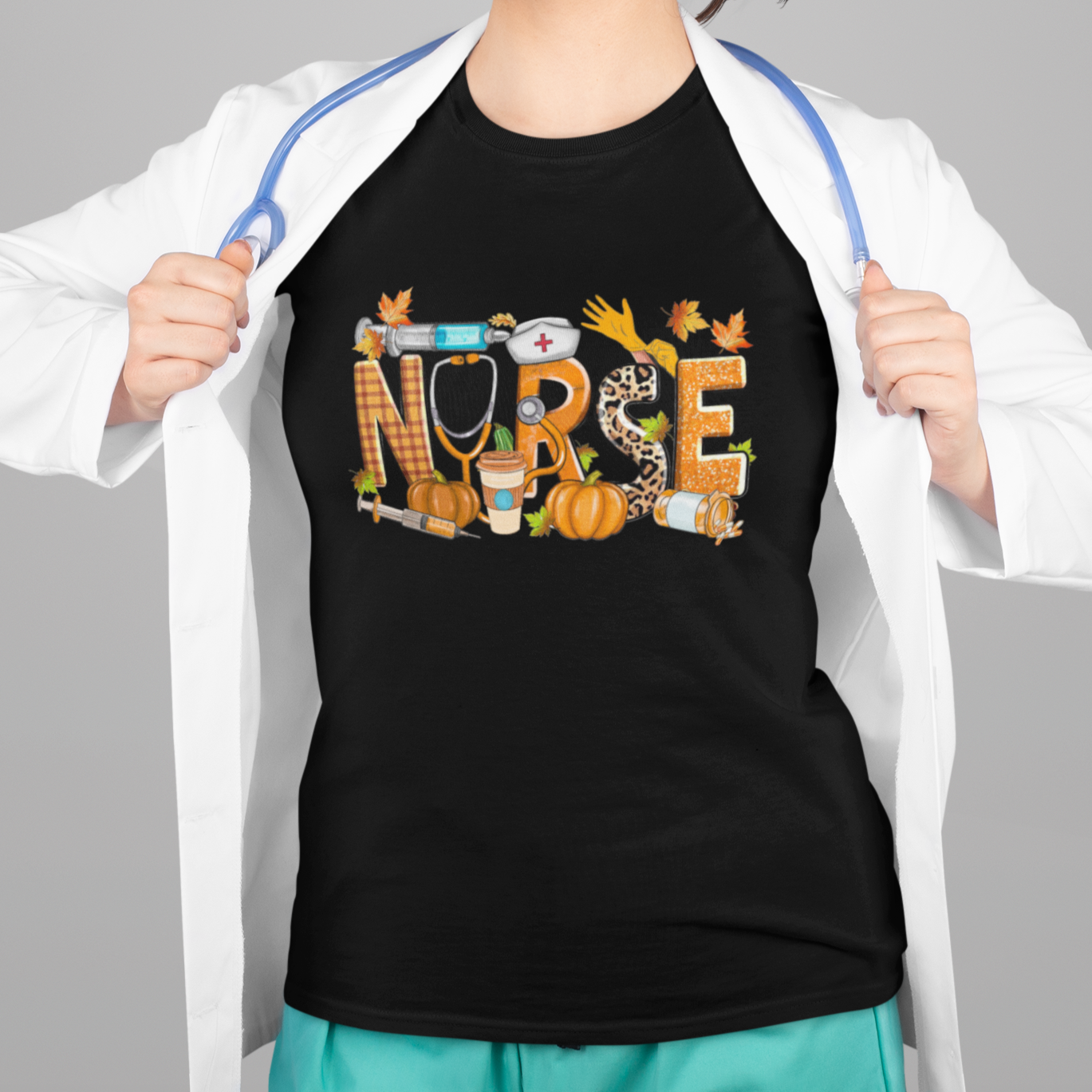 Fall Nurse T Shirt For Women One Thankful Nurse Life Autumn Pumpkin Season Thanksgiving - Wonder Print Shop