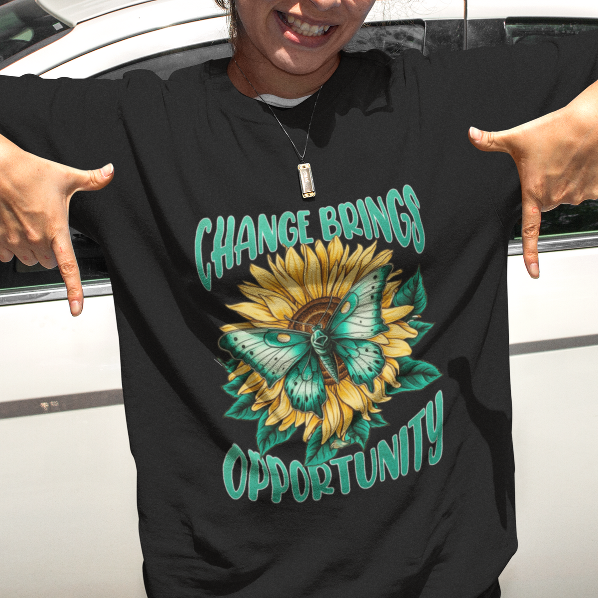 Botanical Sunflower Change Brings Opportunity Actias Luna Moth T-Shirt for Women, Moth Spirituality for Insect Lover T Shirt For Women - Wonder Print Shop