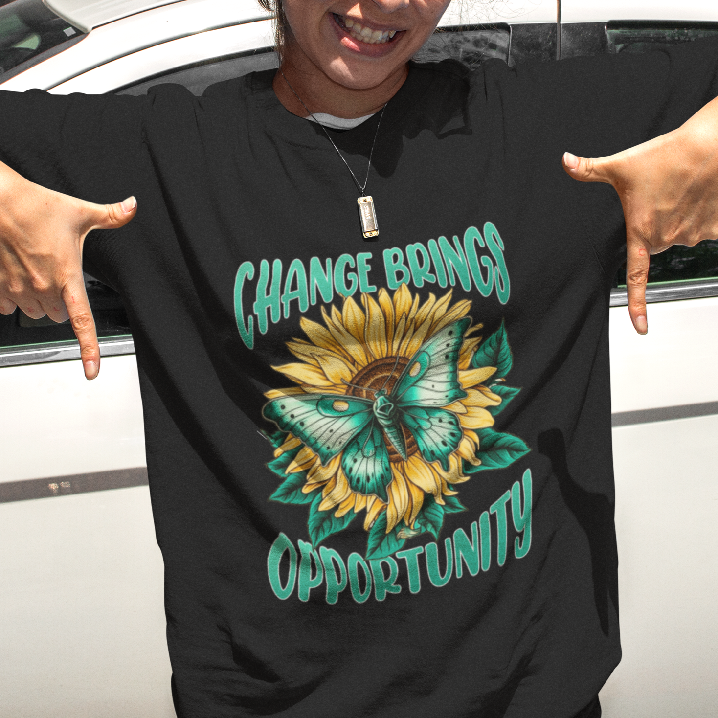 Botanical Sunflower Change Brings Opportunity Actias Luna Moth T-Shirt for Women, Moth Spirituality for Insect Lover T Shirt For Women - Wonder Print Shop