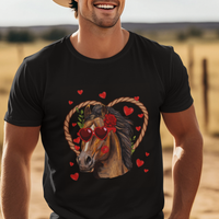 Valentine's Day T Shirt Funny Cute Horse Cowboy Western - Wonder Print Shop
