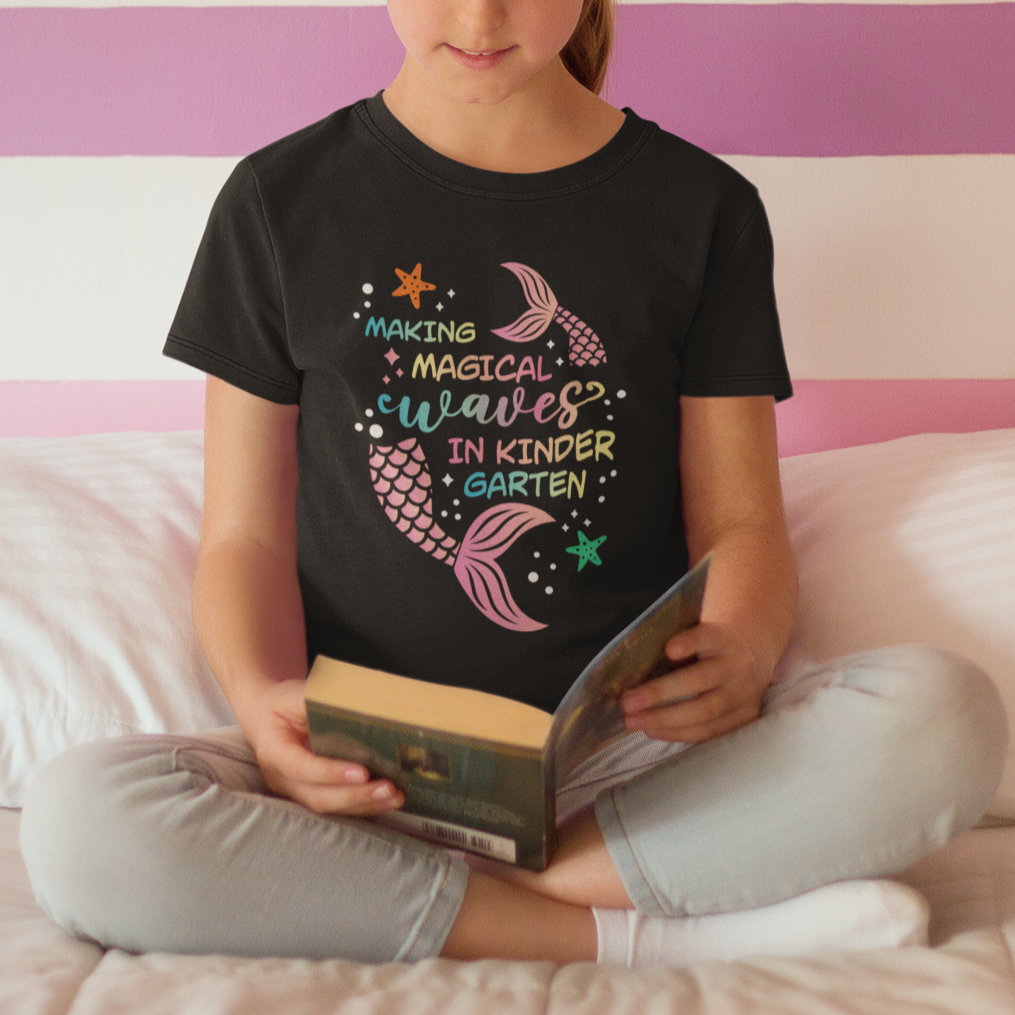 Cute Kindergarten Mermaid T Shirt For Kid Making Magical Waves Kinder Girl - Wonder Print Shop