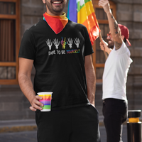 LGBT Pride T Shirt Dare To Be Yourself Skeleton Hand Rainbow - Wonder Print Shop