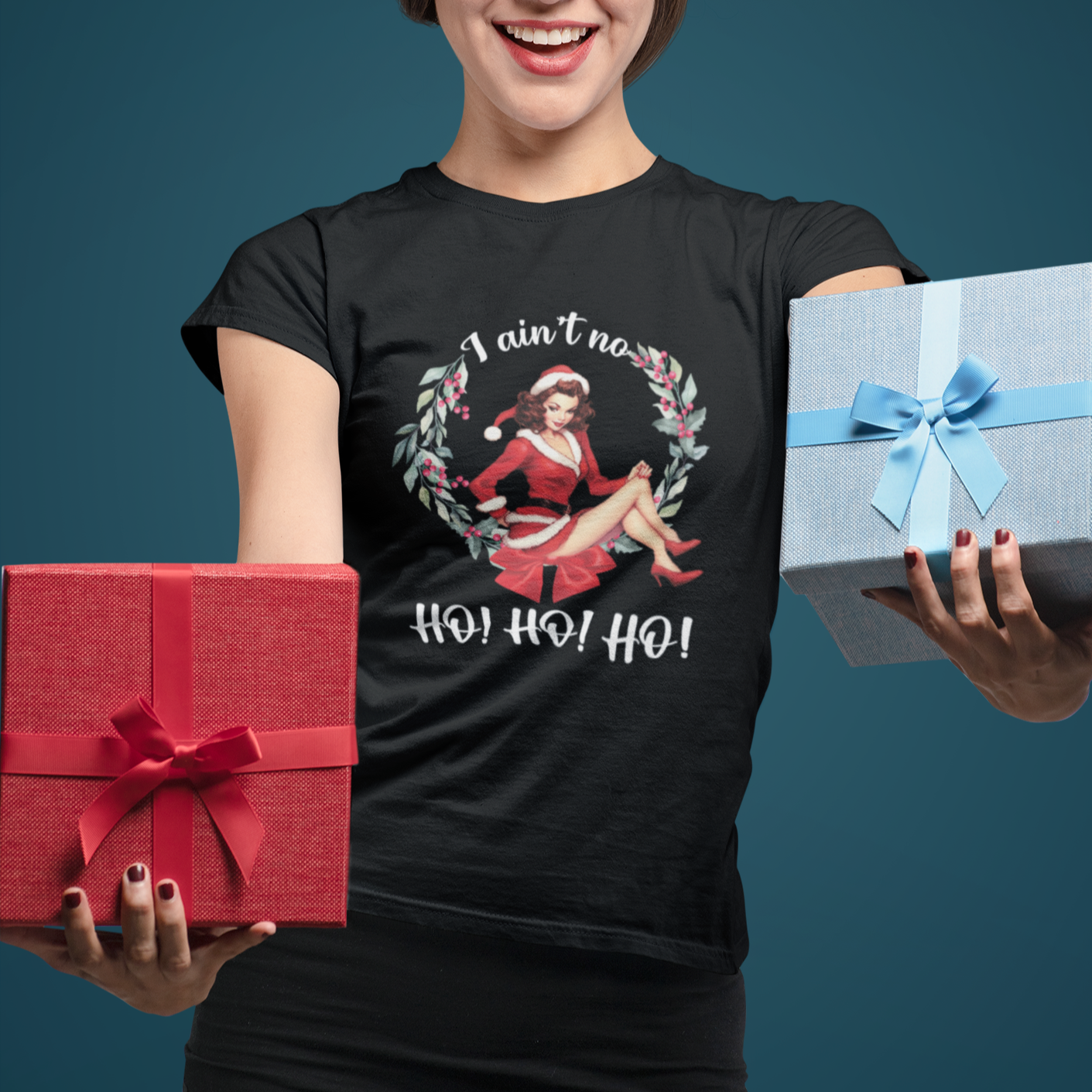 Christmas T Shirt For Women I Ain't No Ho Ho Ho Women Vintage Xmas - Wonder Print Shop