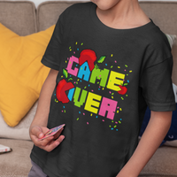 T Shirt For Kid Game Over Back To School Funny Video Game Apple Eating Game On School - Wonder Print Shop