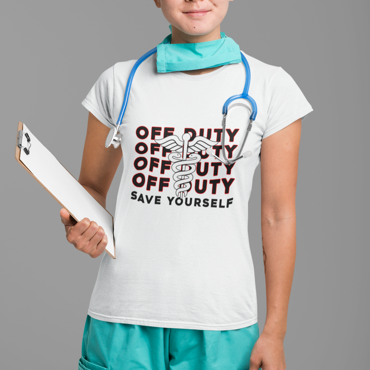 Funny Nurse T Shirt Funny Nurse Off Duty Save Yourself First Aider EMT EMS Nurse - Wonder Print Shop