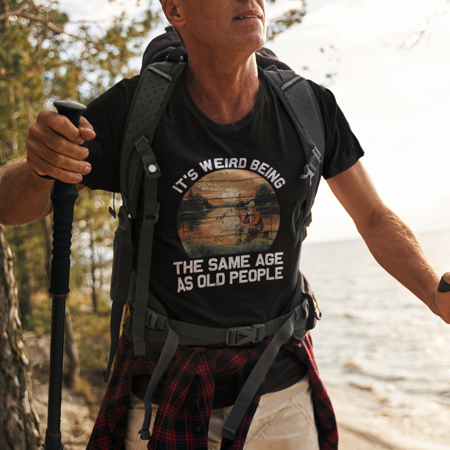 Fishing Old Man T Shirt It's Weird Being The Same Age As Old People - Wonder Print Shop