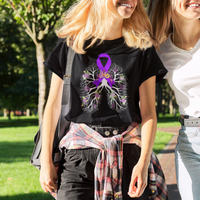 Just Breathe Purple Ribbon CF Cystic Fibrosis Awareness T Shirt - Wonder Print Shop
