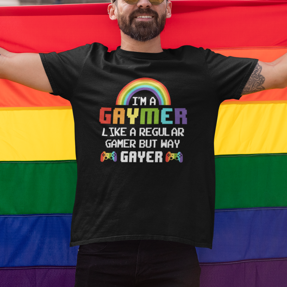 Gaymer Like A Regular Gamer But Way Gayer LGBT Rainbow Gaming T Shirt - Wonder Print Shop