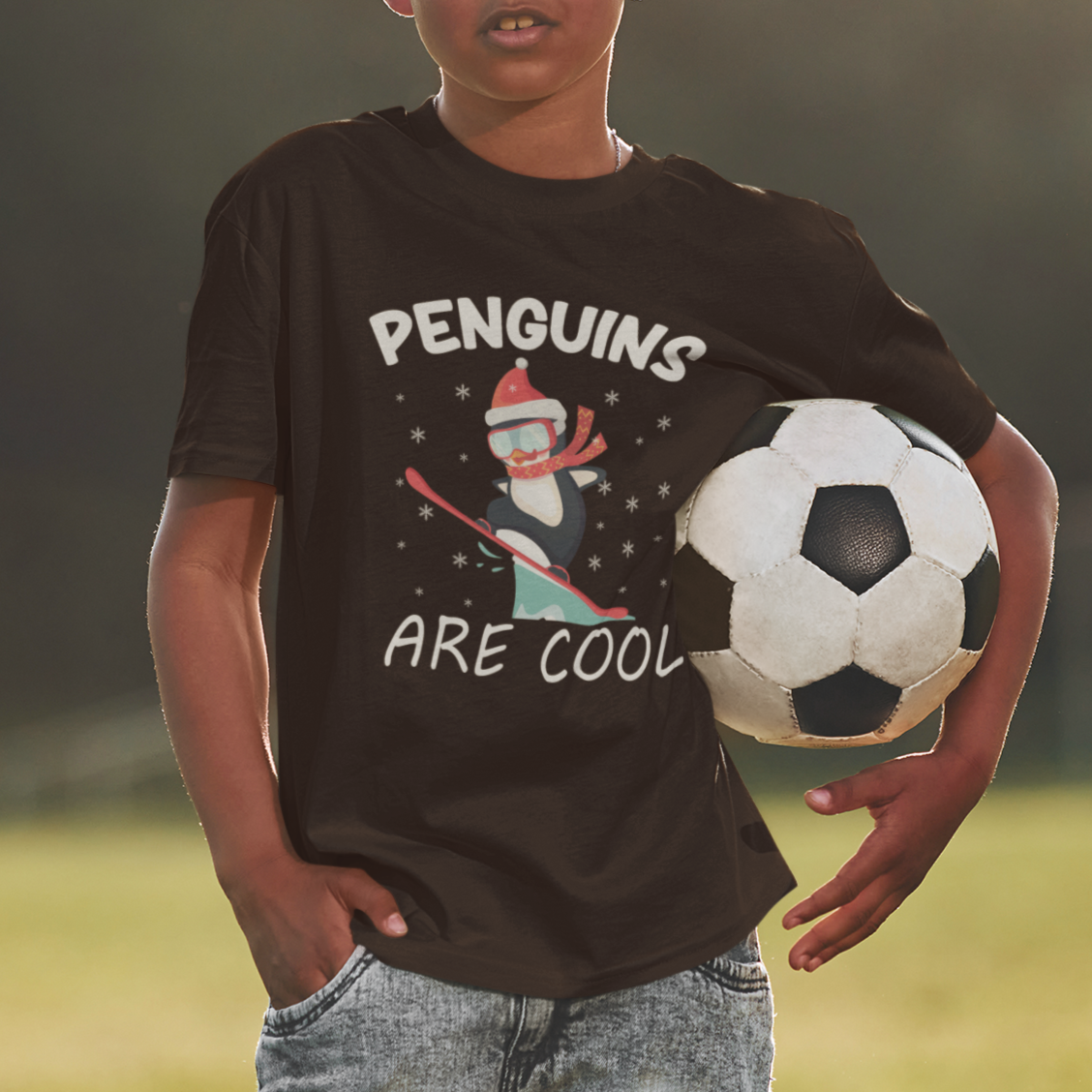 Penguins Are Cool With Snowboard Winter Xmas T Shirt For Kid - Wonder Print Shop