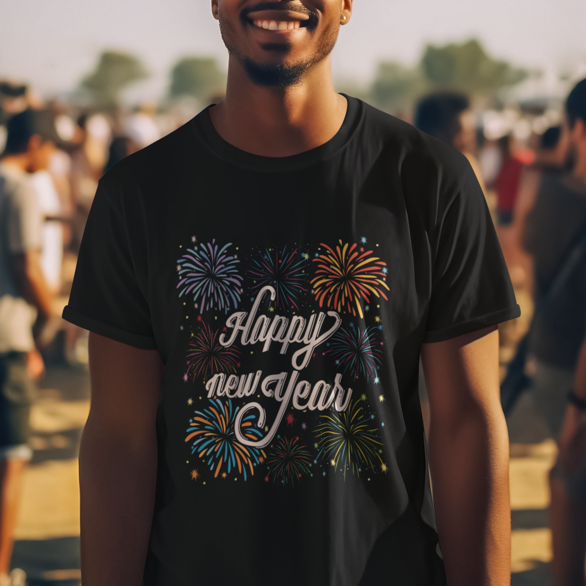 Happy New Year Colorful Firework Lucky Years T Shirt - Wonder Print Shop