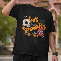 Spooky Halloween T Shirt Talk Spooky To Me Skull Vampire Mouth - Wonder Print Shop