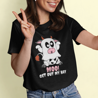 Halloween T Shirt MOO Get Out My Hay Cow Boo Ghost - Wonder Print Shop
