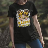 Childhood Cancer Awareness T Shirt Warrior Princess Gold Ribbon Messy Bun Girl - Wonder Print Shop